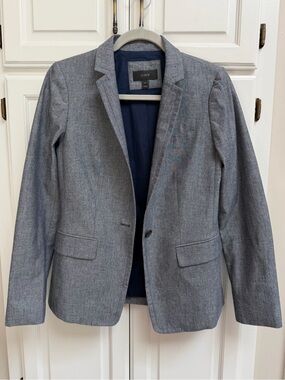 J. Crew Regent Blazer in Chambray Cotton Single Button Size 4
